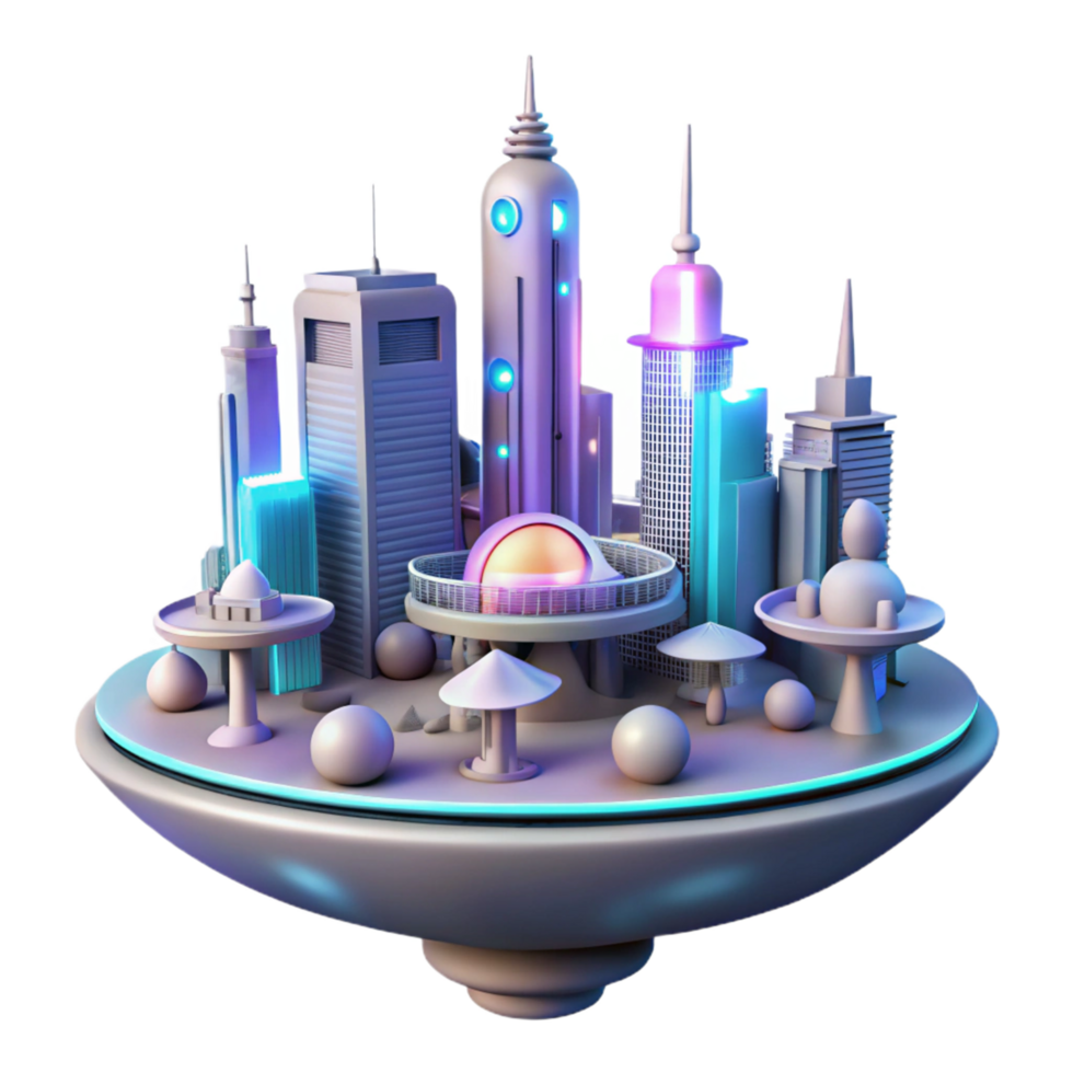 beautiful creative Futuristic Cityscape A 3D Model of a Floating Metropolis authentic png