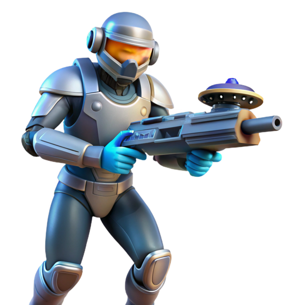 impressive creative Futuristic Soldier with Advanced Weaponry premium png