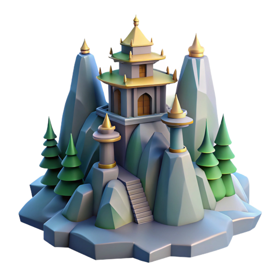 wonderful contemporary Mountaintop Temple 3D Model professional png