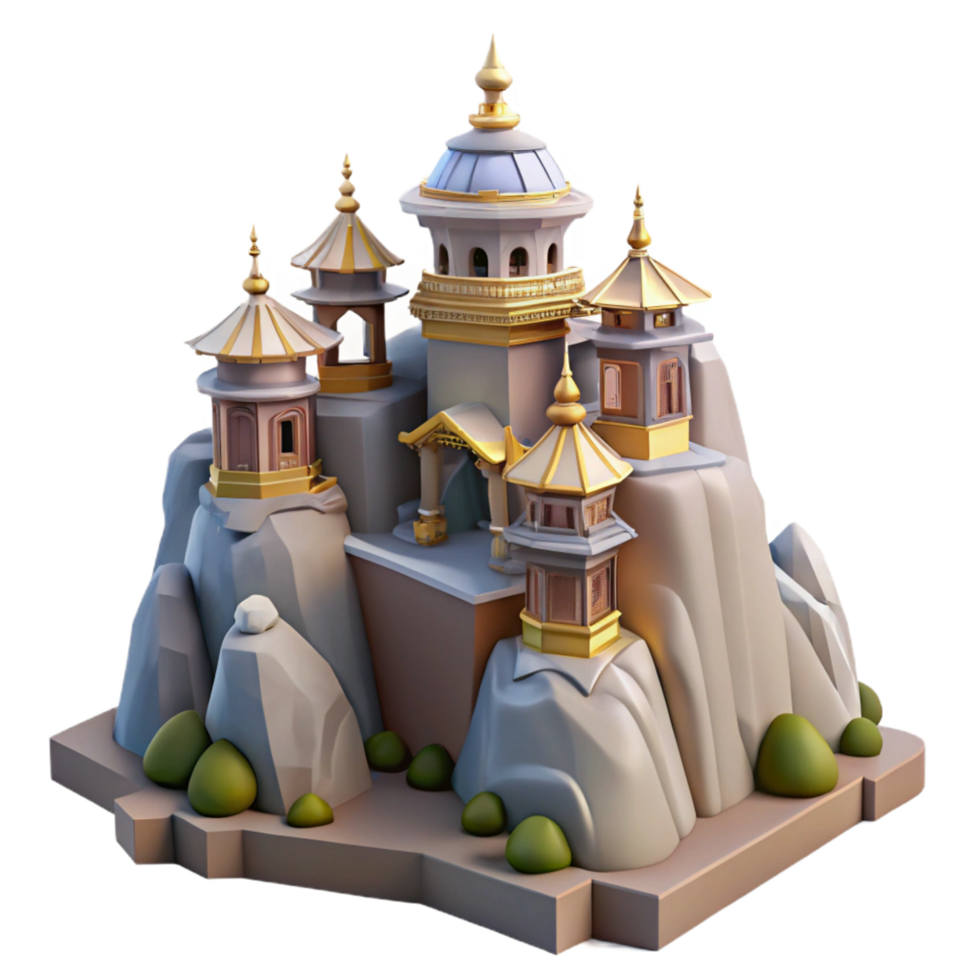 beautiful modern Mountaintop Temple 3D Model exclusive png