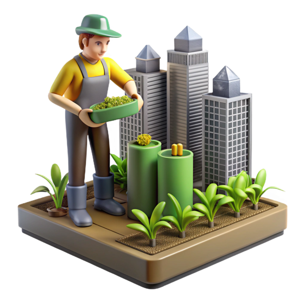 beautiful contemporary Urban Farming Growing Crops in the City high resolution png