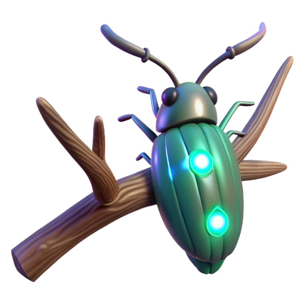 elegant classic 3D Render of Glowing Beetle on Branch genuine png