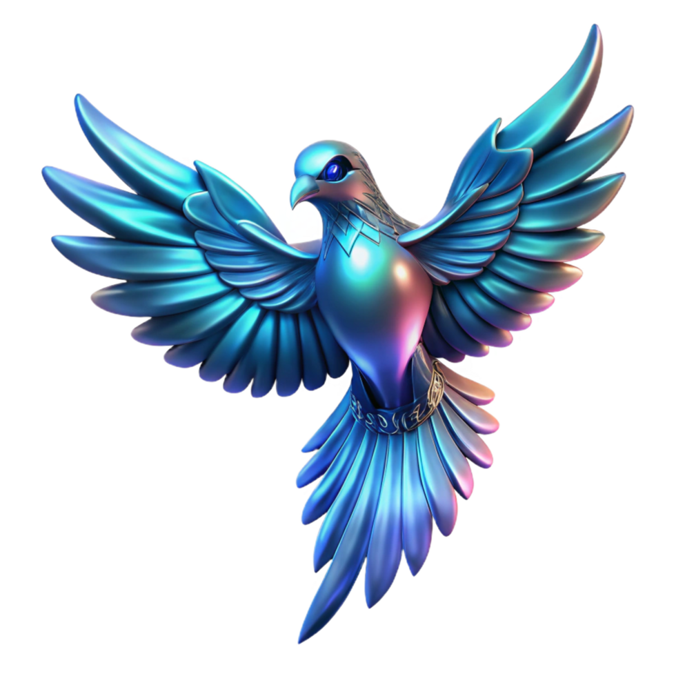beautiful modern Iridescent Dove 3D Render high resolution png