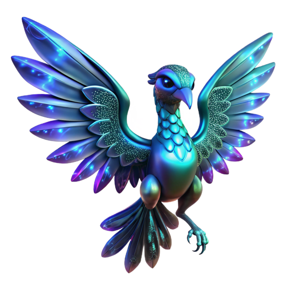 serene abstract Luminous Avian 3D Illustration Sparkling Wings Glowing Feathers Fantasy Creature exclusive png