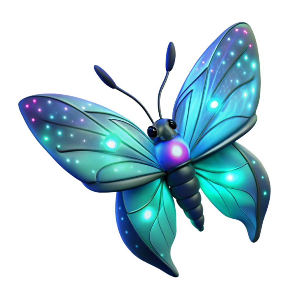 beautiful modern Glowing 3D Butterfly Illustration exclusive png