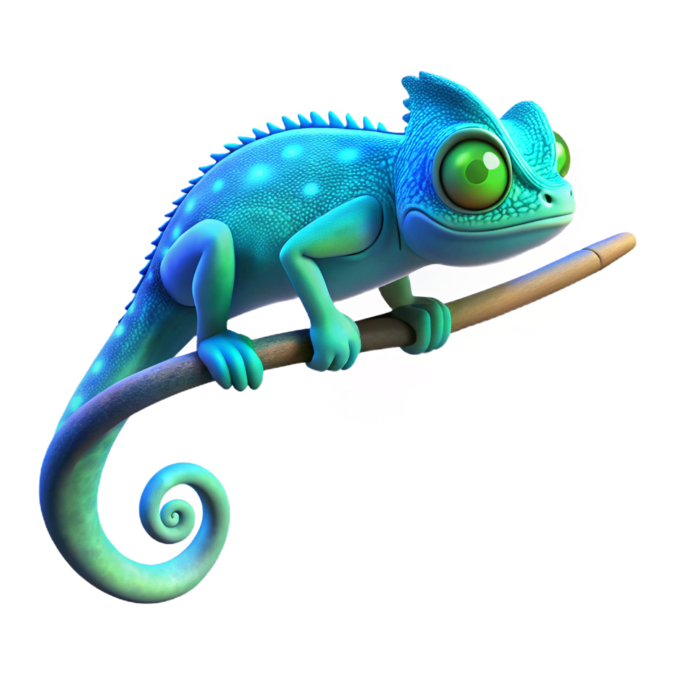 magnificent abstract Vibrant 3D Chameleon Illustration original png