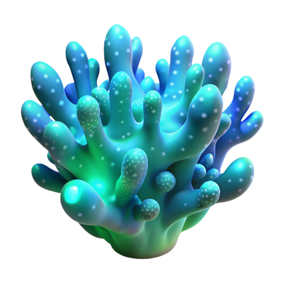 stunning artistic 3D Render of Abstract Bioluminescent Coral authentic png