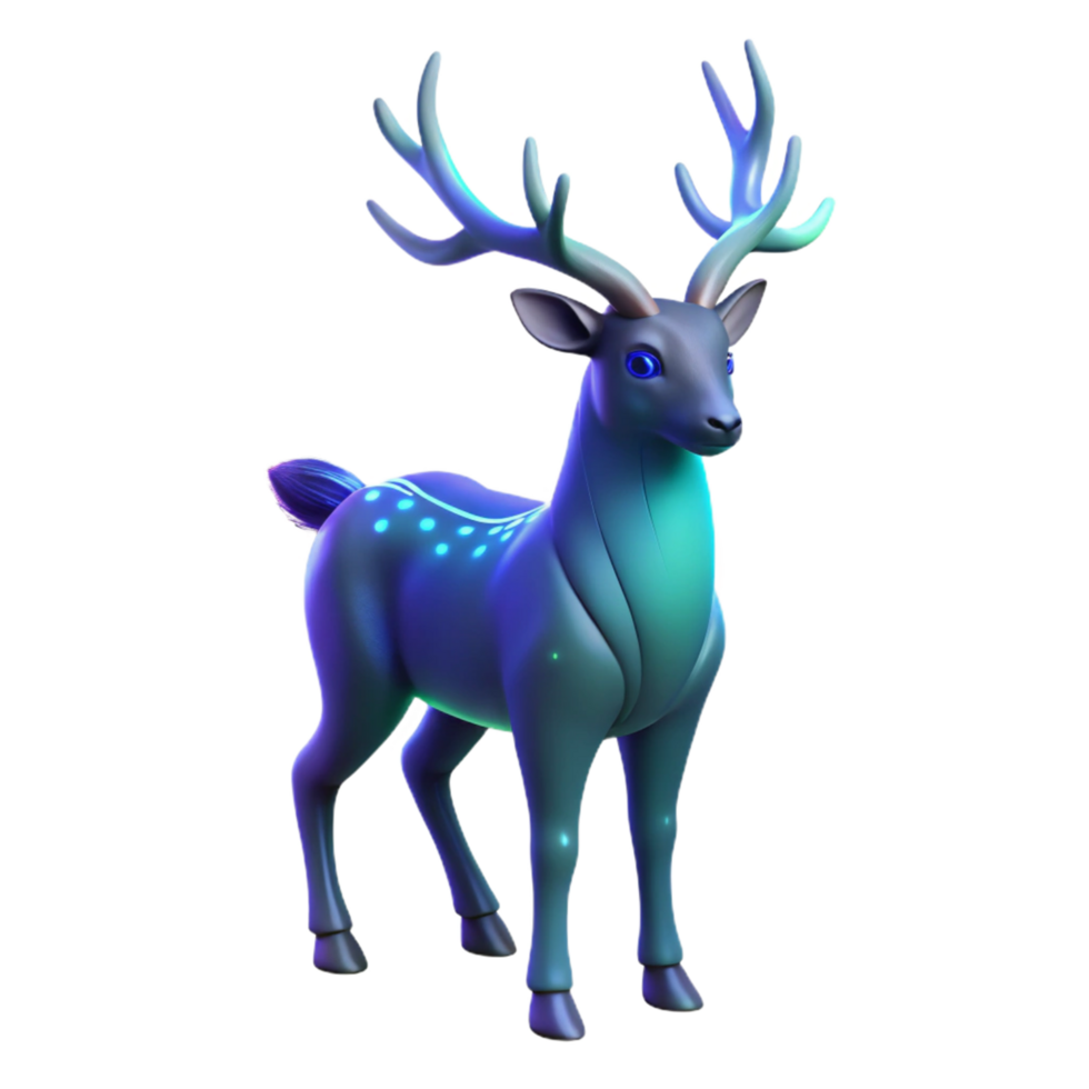 extraordinary rustic Glowing Blue Deer 3D Render premium png