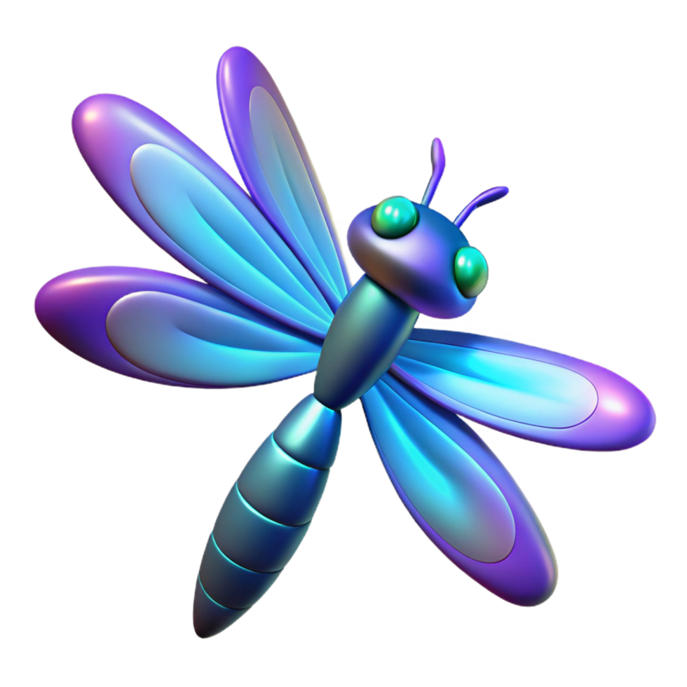 serene abstract 3D Dragonfly Illustration Shiny Wings Insect exclusive png