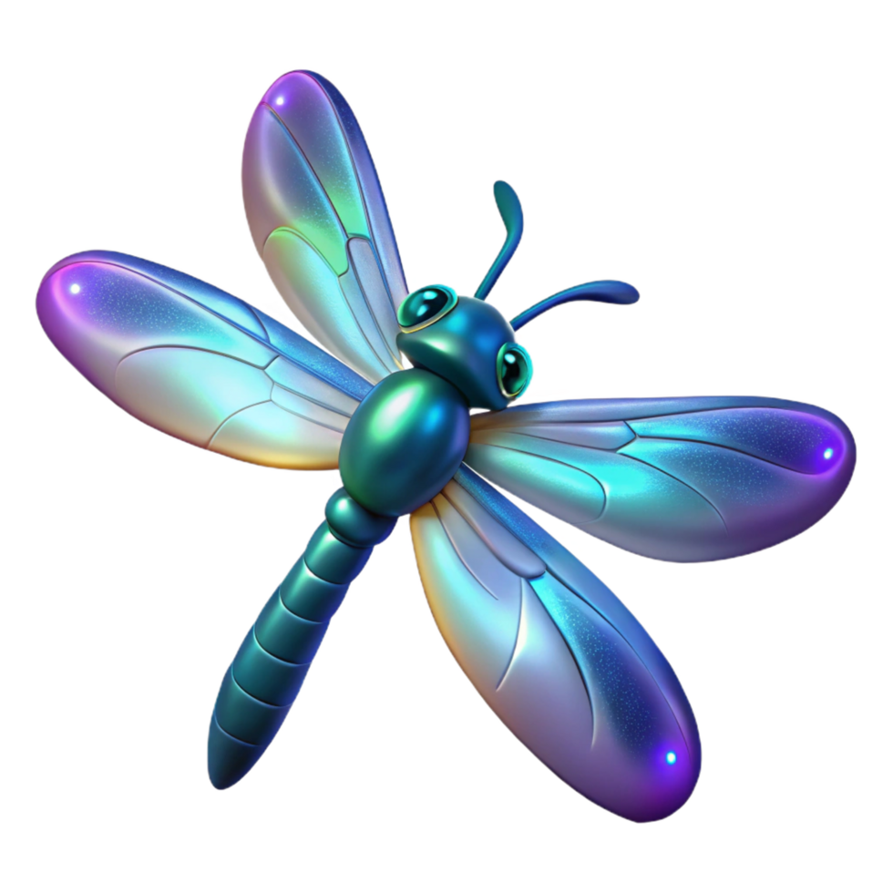 elegant creative 3D Dragonfly Illustration Iridescent Wings high resolution png