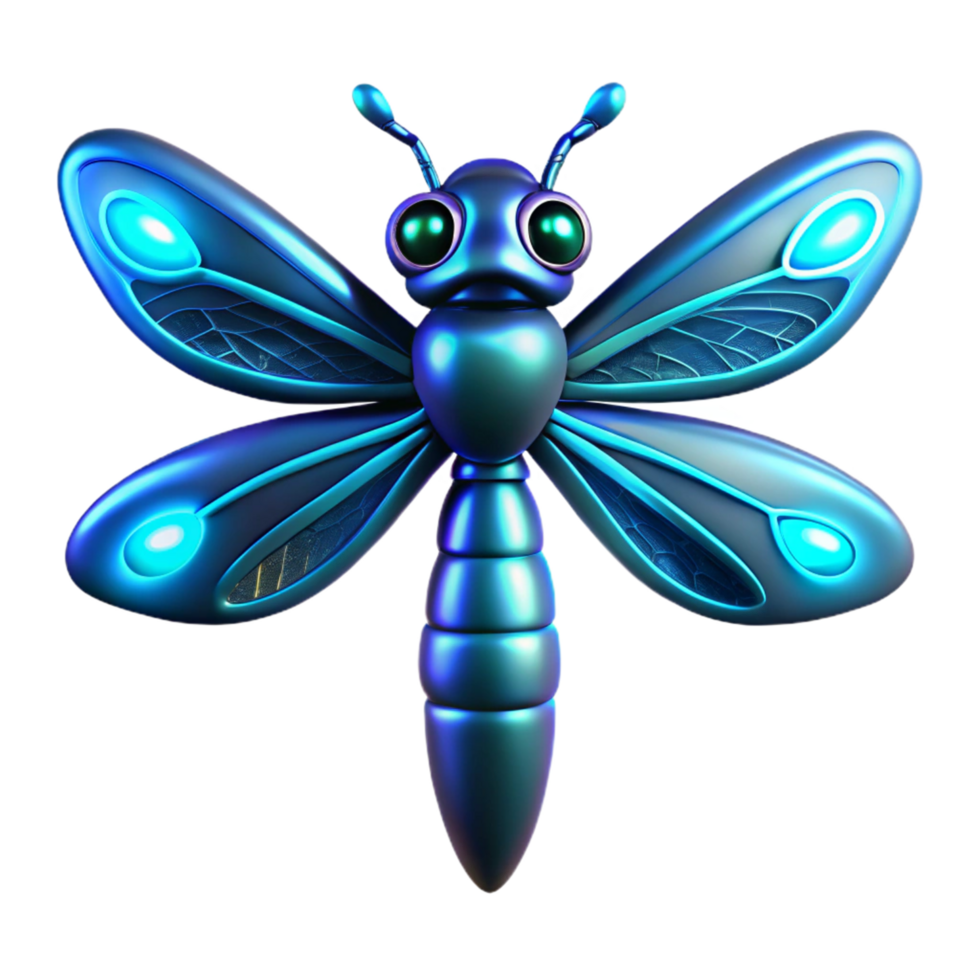 impressive contemporary 3D Render of a Glowing Dragonfly high resolution png