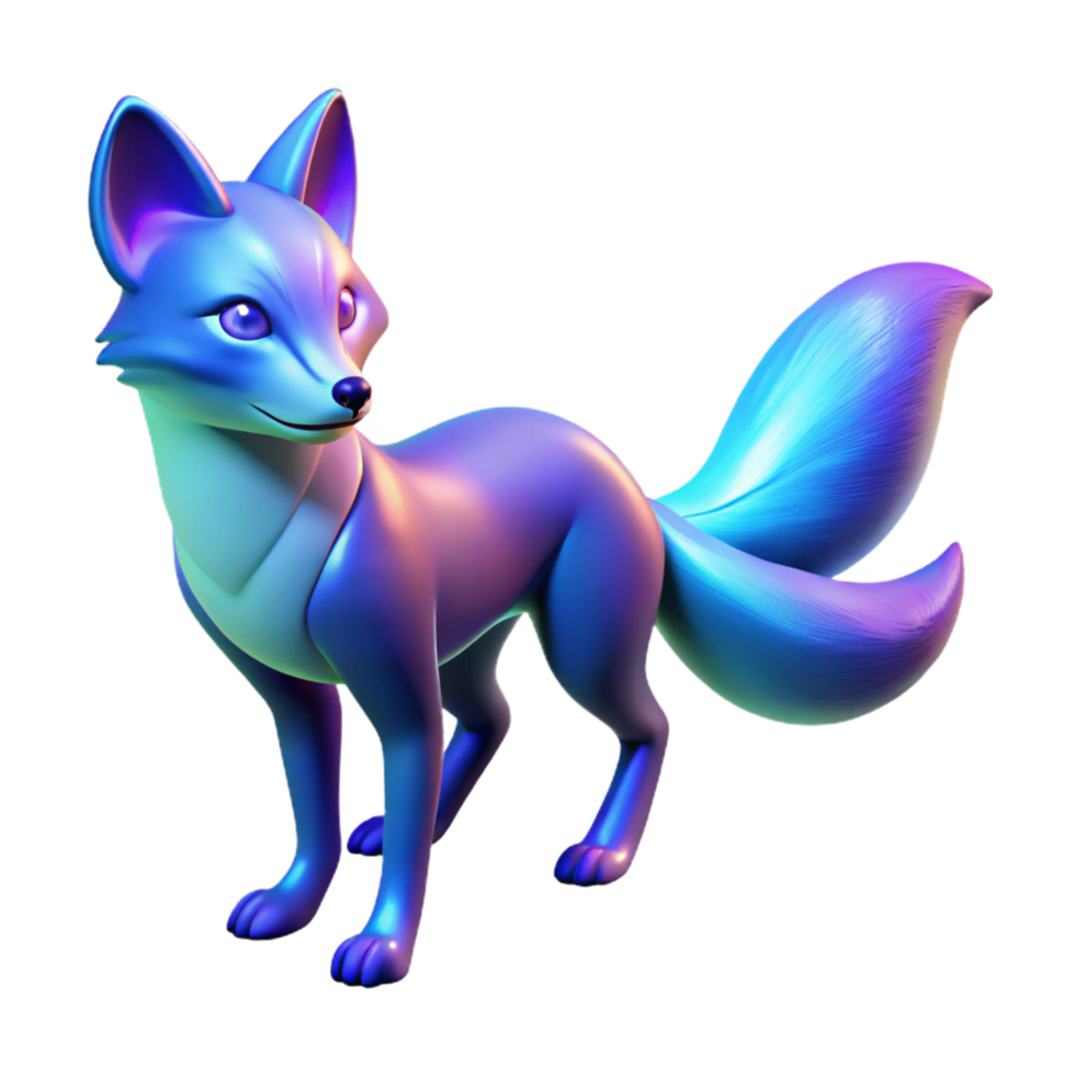 stunning rustic 3D Render of a Blue Fox Illustration exclusive png