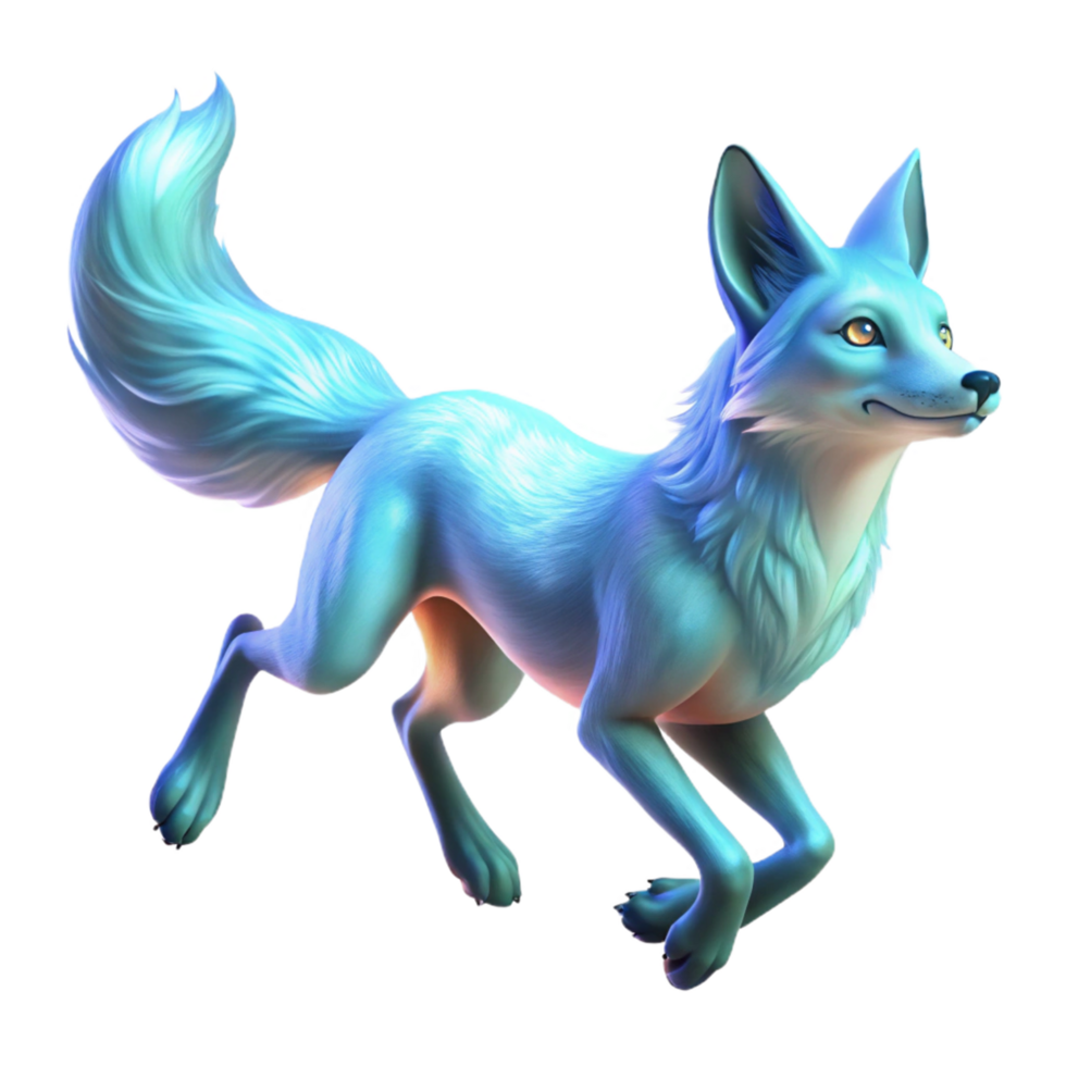 stunning modern Enchanted Ice Fox 3D Illustration Sparkling Fur Artistic Digital Render Fantasy Animal high resolution png
