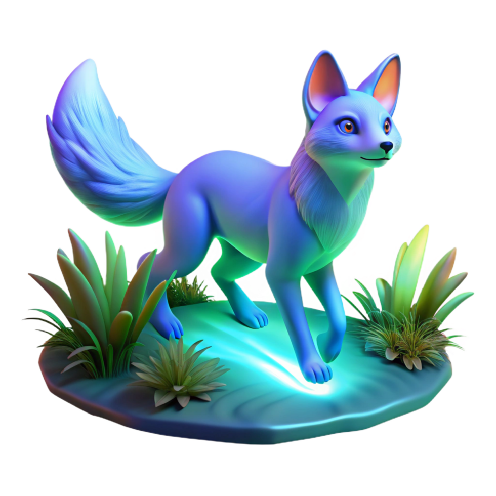 wonderful artistic 3D Render Blue Fox in Nature high quality png