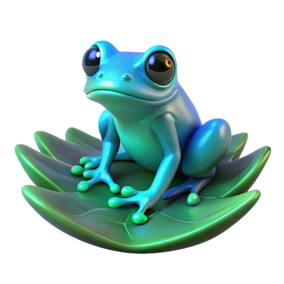 magnificent rustic 3D Cartoon Frog on Lily Pad Illustration high resolution png