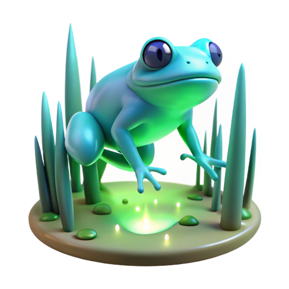 beautiful minimalist 3D Cartoon Frog Illustration authentic png
