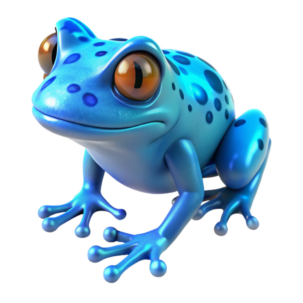 vibrant modern Cute Blue Frog 3D Render original png