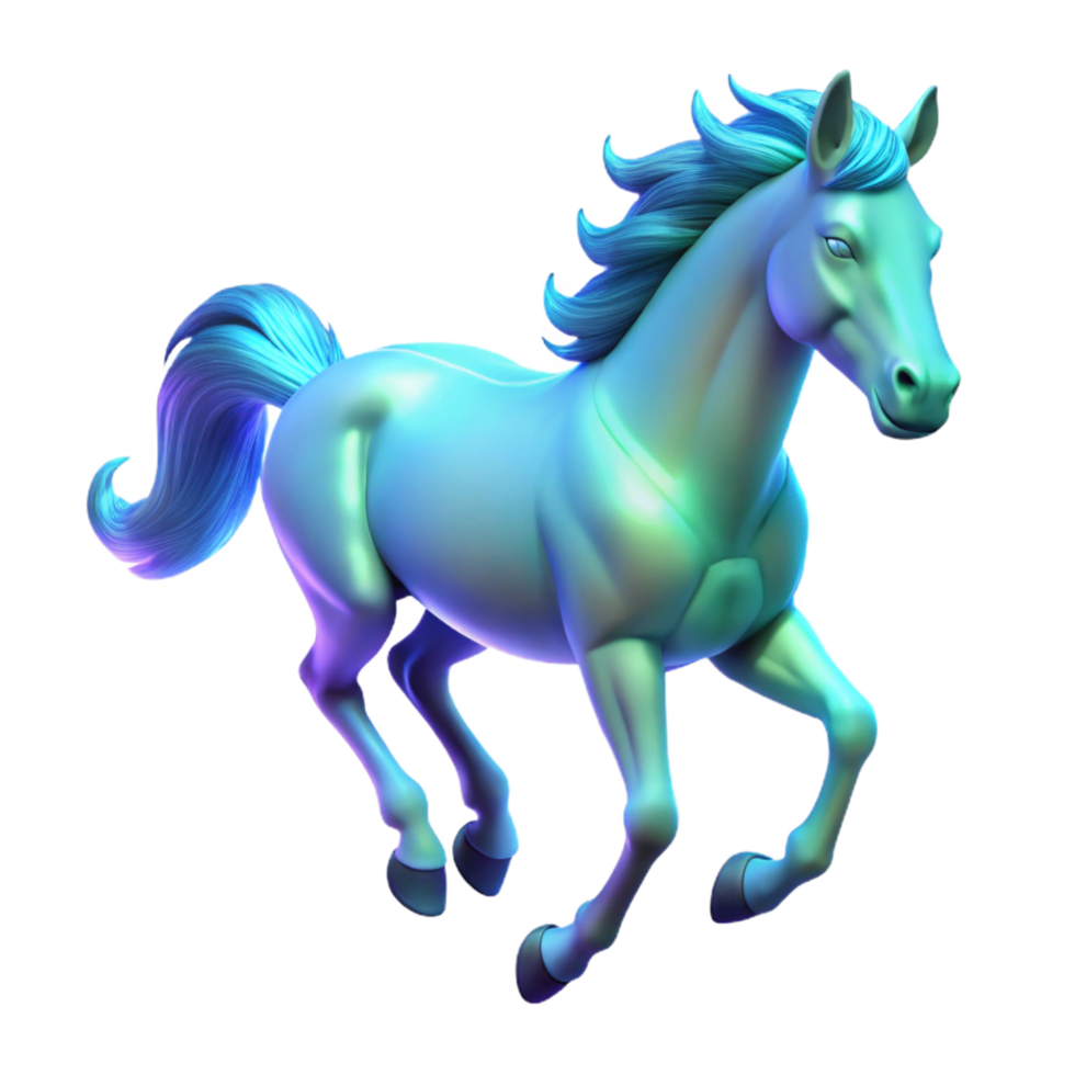 elegant abstract Dynamic 3D Render of a Radiant Iridescent Horse in Motion detailed png