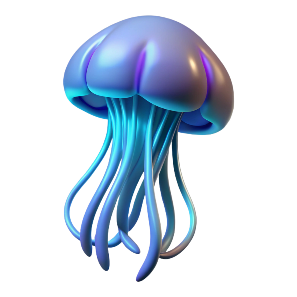 Vibrant 3D Render of a Bio Luminescent Jellyfish Aquatic Life Ocean Creature Underwater World Shiny Tentacles Glowing Jellyfish Smooth 3D Model Digital Art Realistic 3D Illustration Undersea Scene png