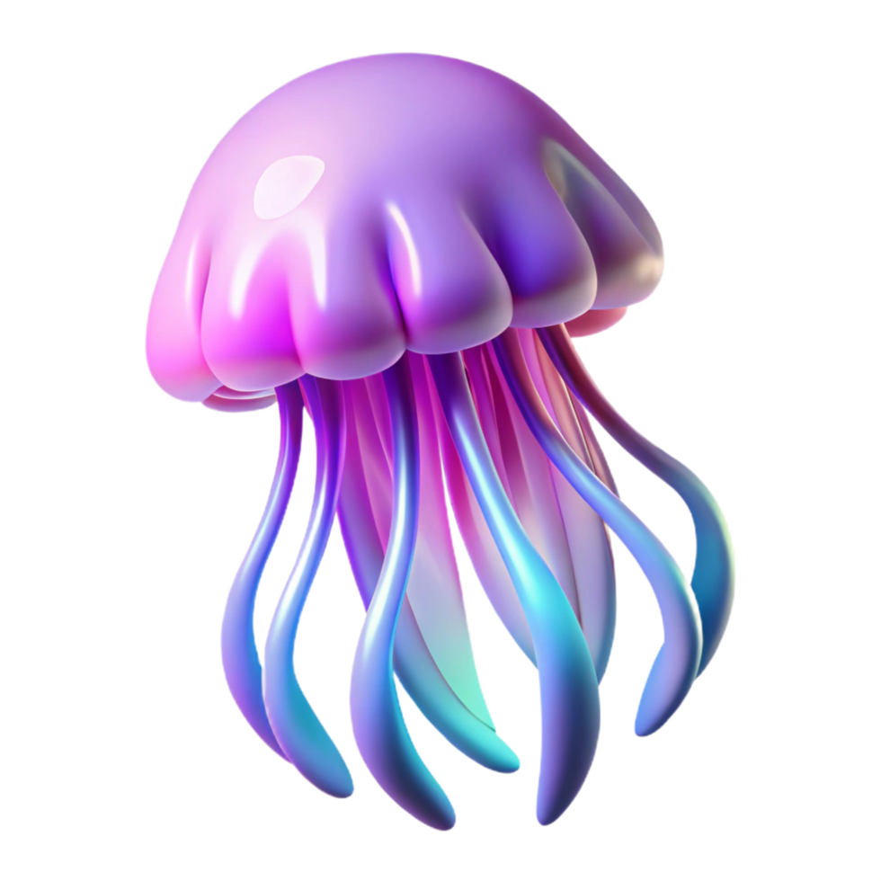 elegant traditional 3D Render of a Jellyfish authentic png