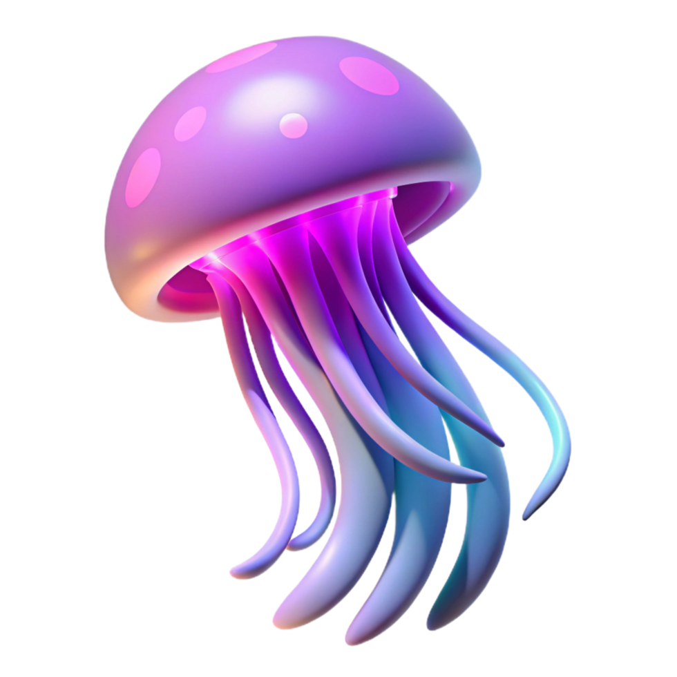 stunning classic 3D Render of a Glowing Jellyfish high quality png