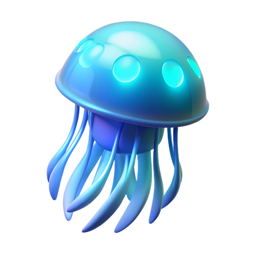 wonderful classic Glowing Jellyfish 3D Render authentic png