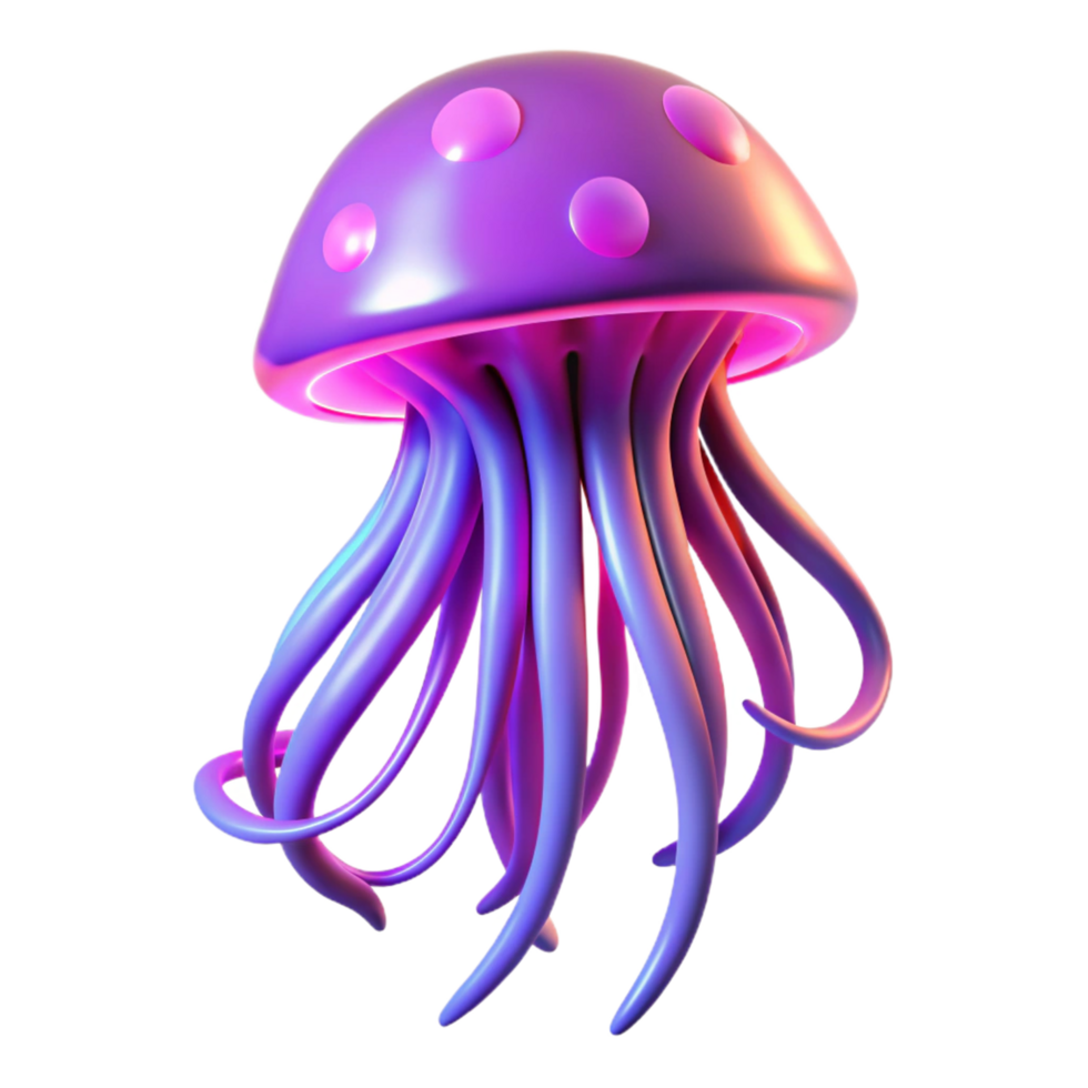 extraordinary abstract Neon Jellyfish 3D Render authentic png