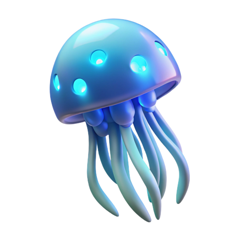 magnificent traditional Glowing Jellyfish 3D Render Underwater Bioluminescent Creature high quality png