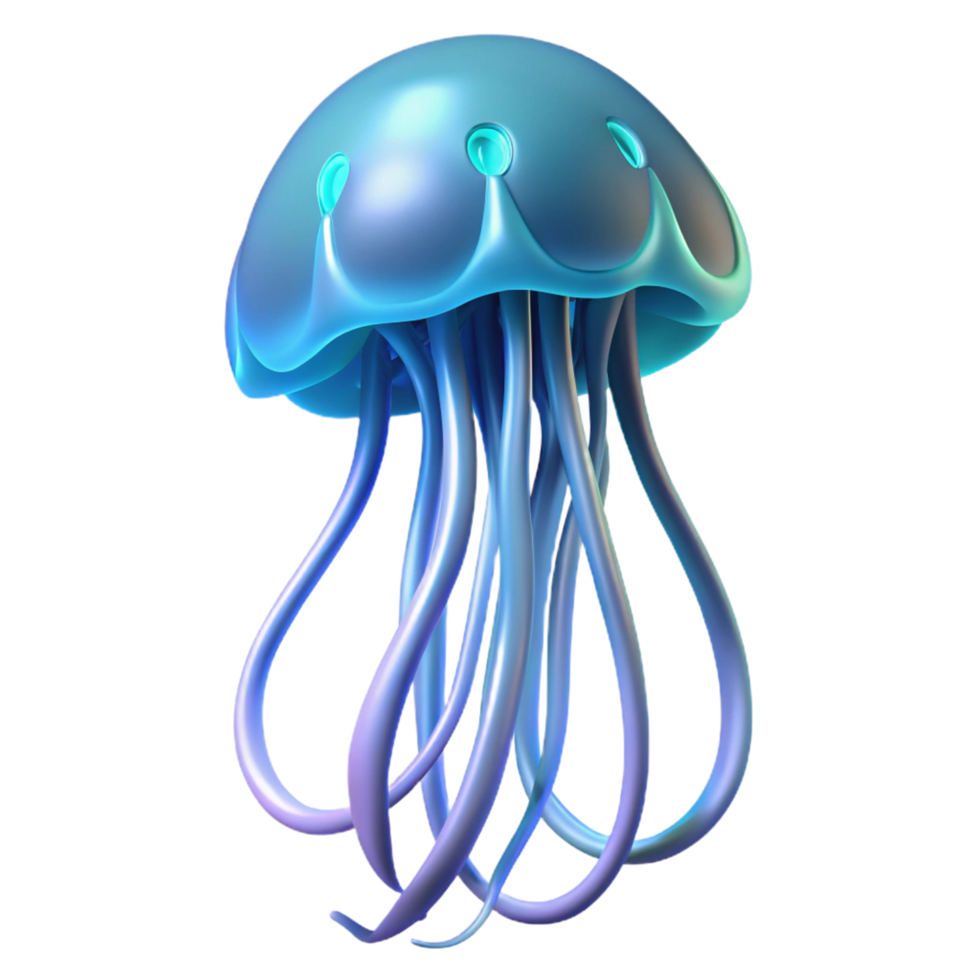 magnificent abstract 3D Render of a Bioluminescent Jellyfish professional png