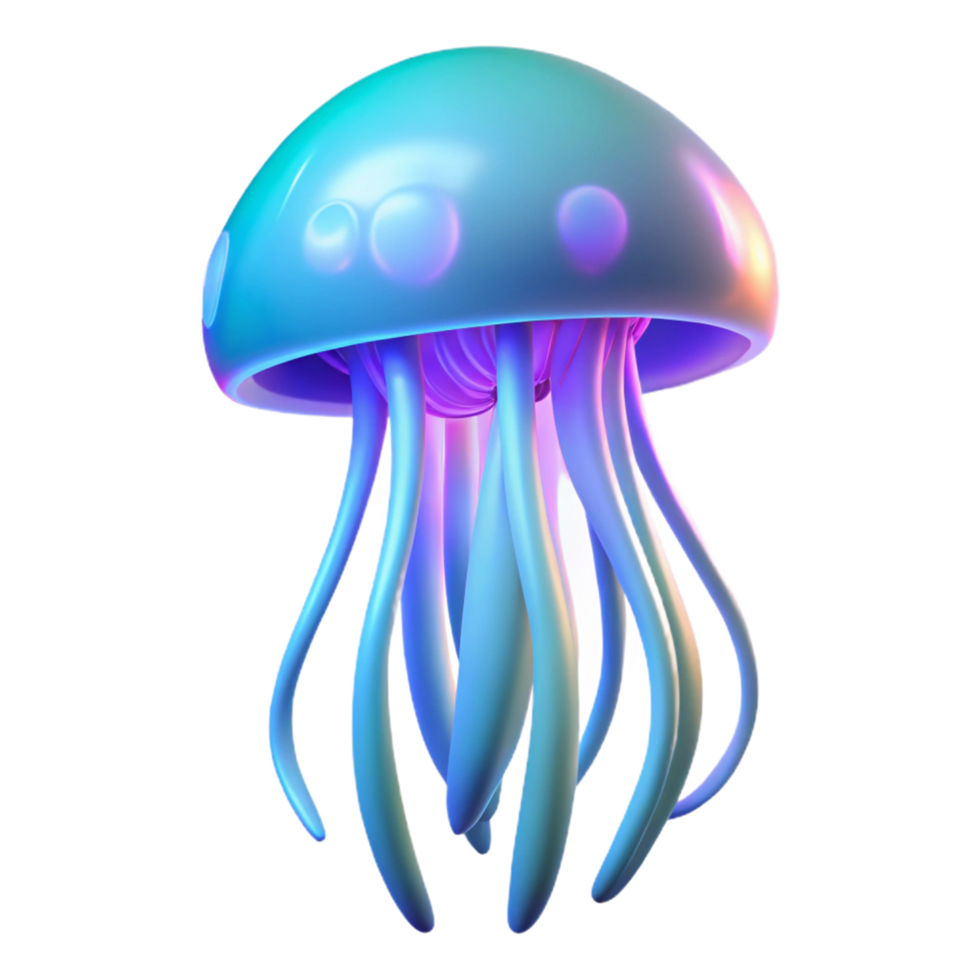 wonderful classic Neon Jellyfish 3D Render high quality png