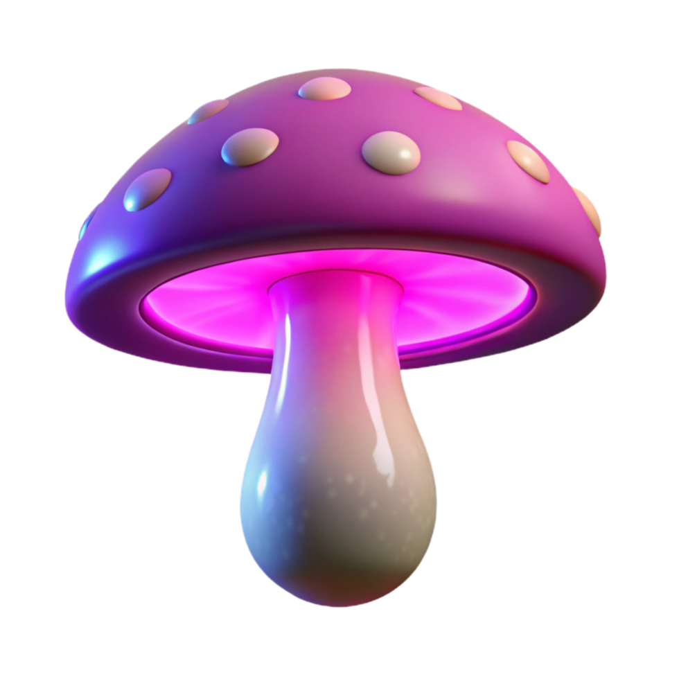wonderful abstract Glowing Purple Mushroom 3D Render genuine png