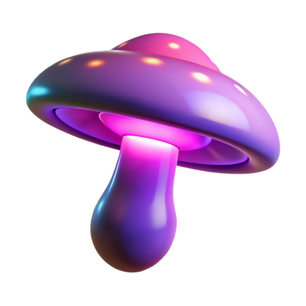 serene rustic Glowing Purple Mushroom 3D Render 4K png