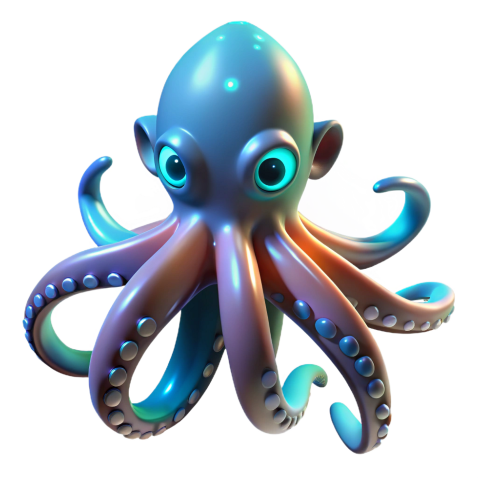 magnificent artistic Adorable 3D Render of a Cartoon Octopus high quality png