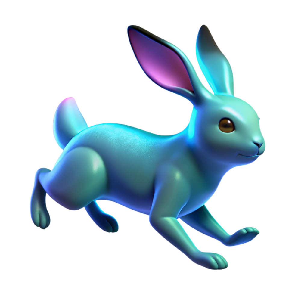 wonderful classic Vibrant Blue Rabbit 3D Render 4K png