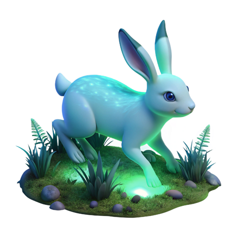 dramatic creative Enchanted 3D Rabbit Illustration professional png