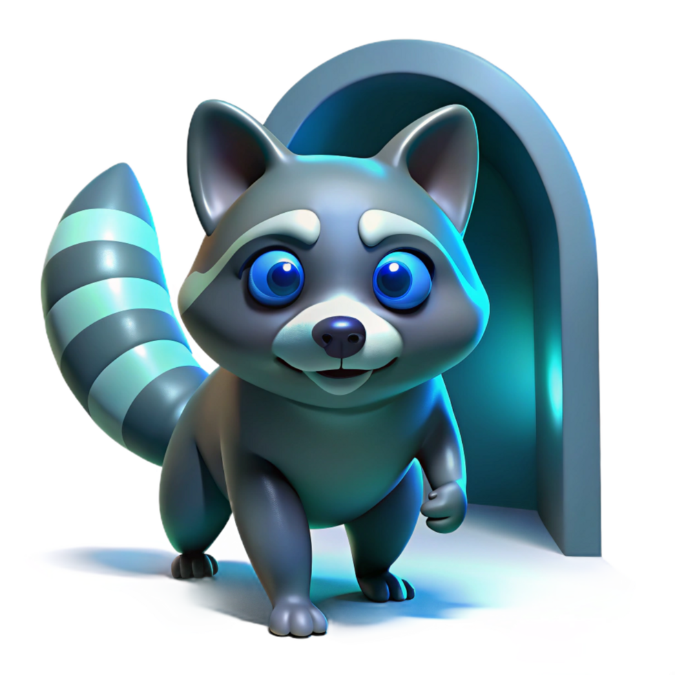 serene rustic Cute Raccoon 3D Render Illustration authentic png