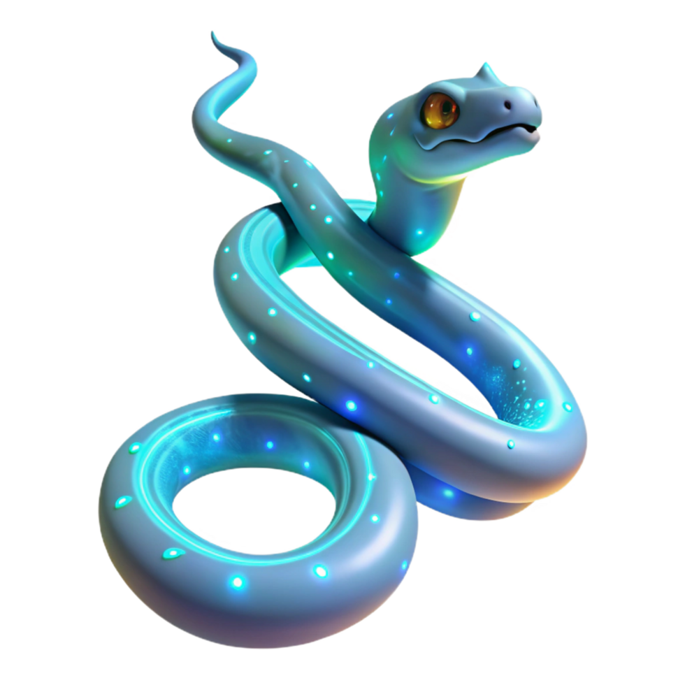 magnificent abstract Glowing Blue Snake 3D Render high quality png