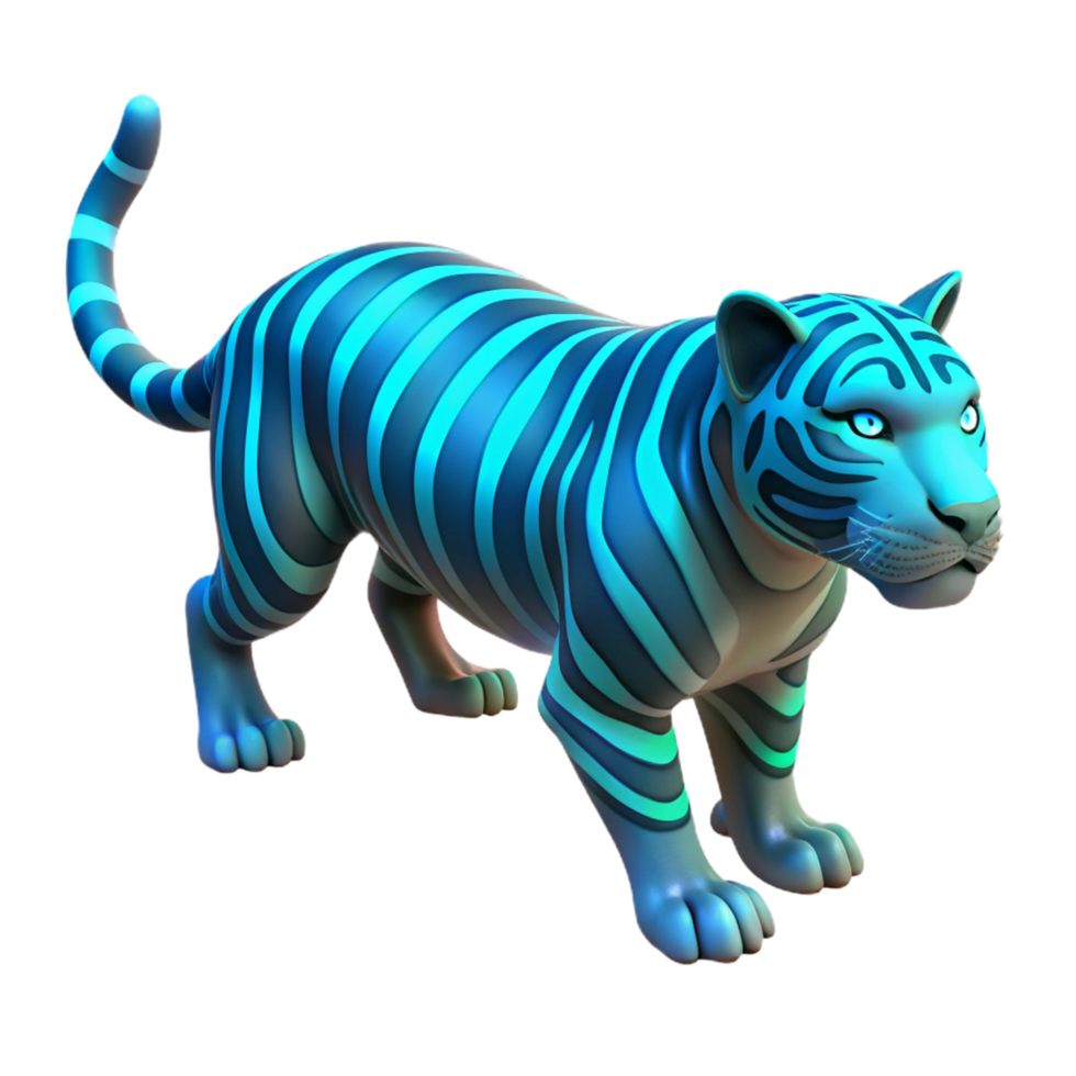 impressive minimalist Striped Tiger 3D Render 4K png