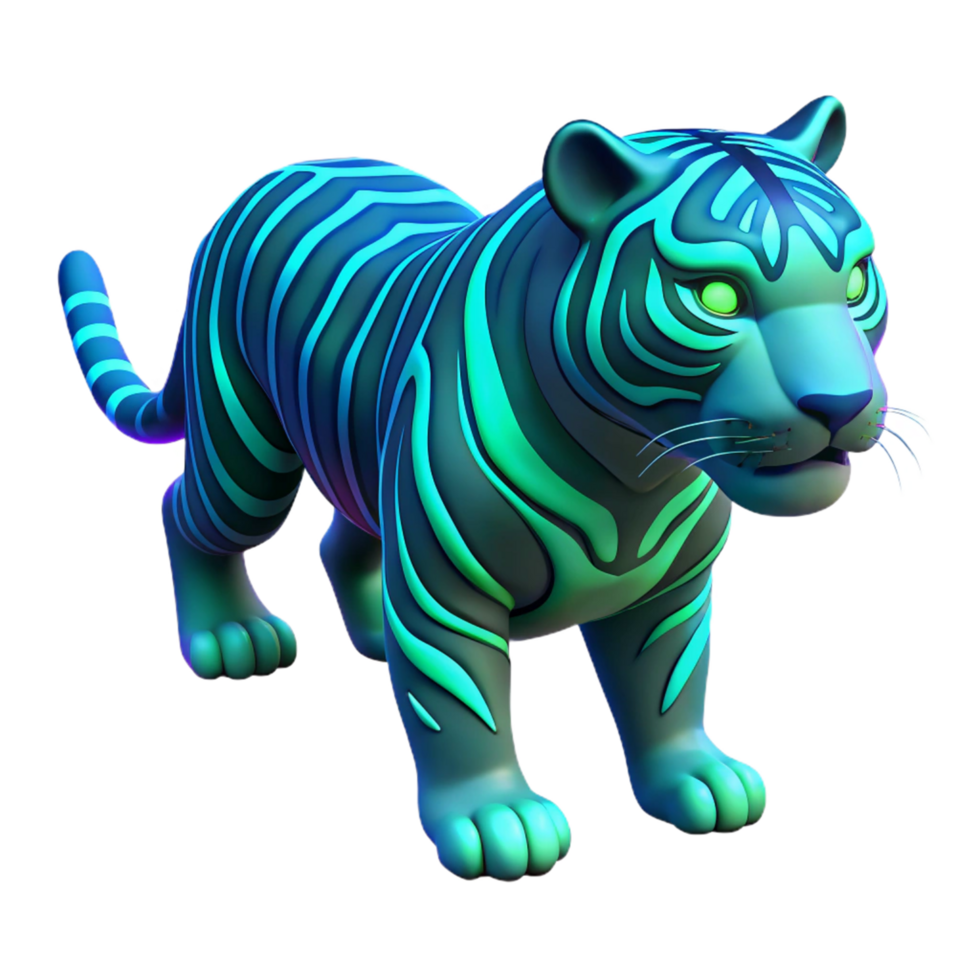 elegant abstract Neon Tiger 3D Render high quality png