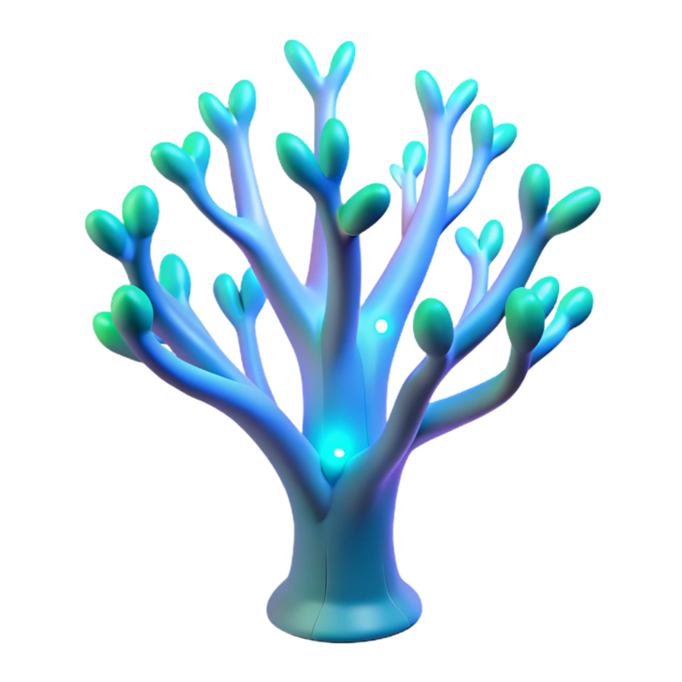 impressive modern Luminous Tree A 3D Render of a Glowing, Abstract Coral like Structure exclusive png