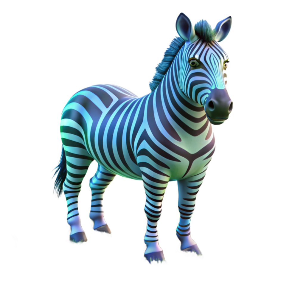 serene traditional 3D Cartoon Zebra Illustration authentic png