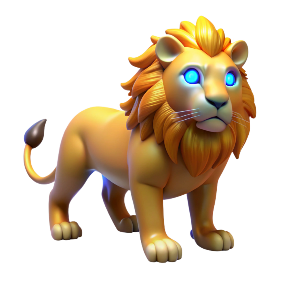 wonderful creative Golden Lion 3D Render original png