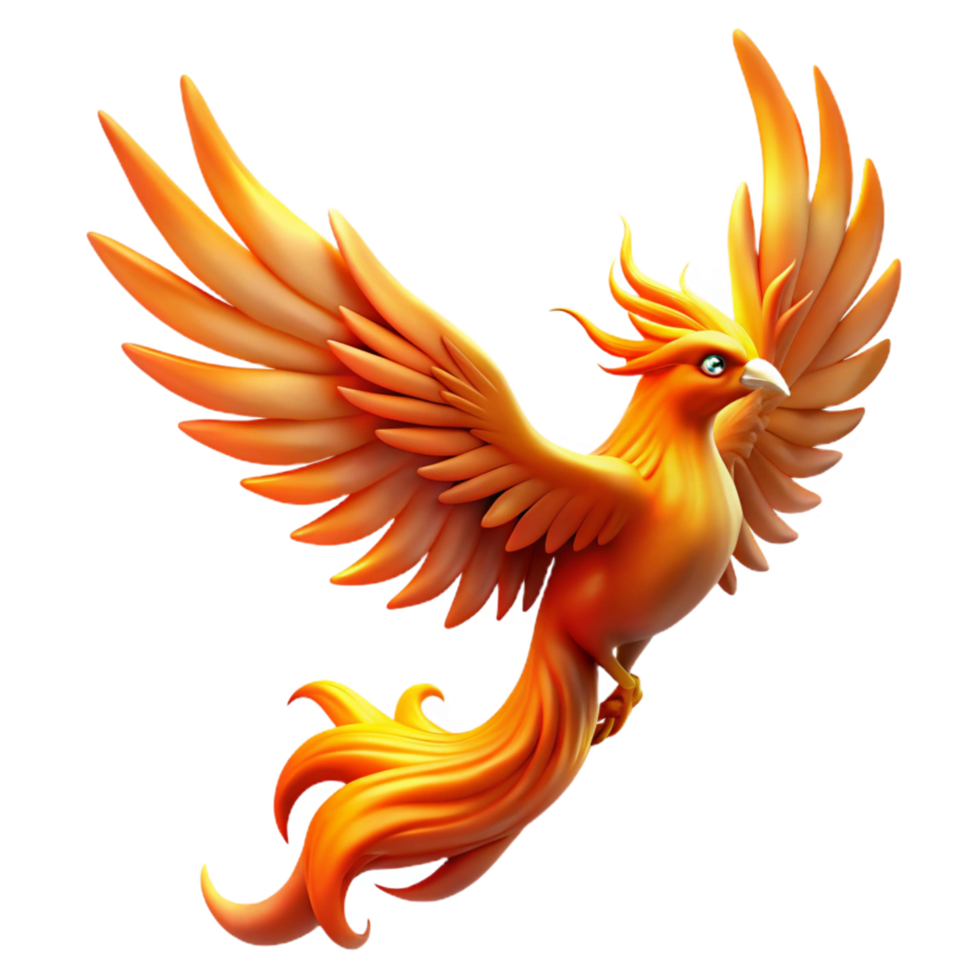 vibrant modern Fiery Phoenix 3D Illustration original png