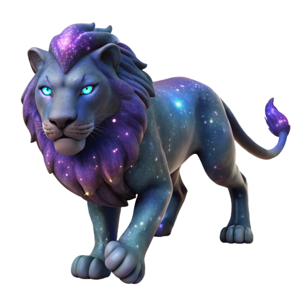 wonderful minimalist Cosmic Lion 3D Render authentic png