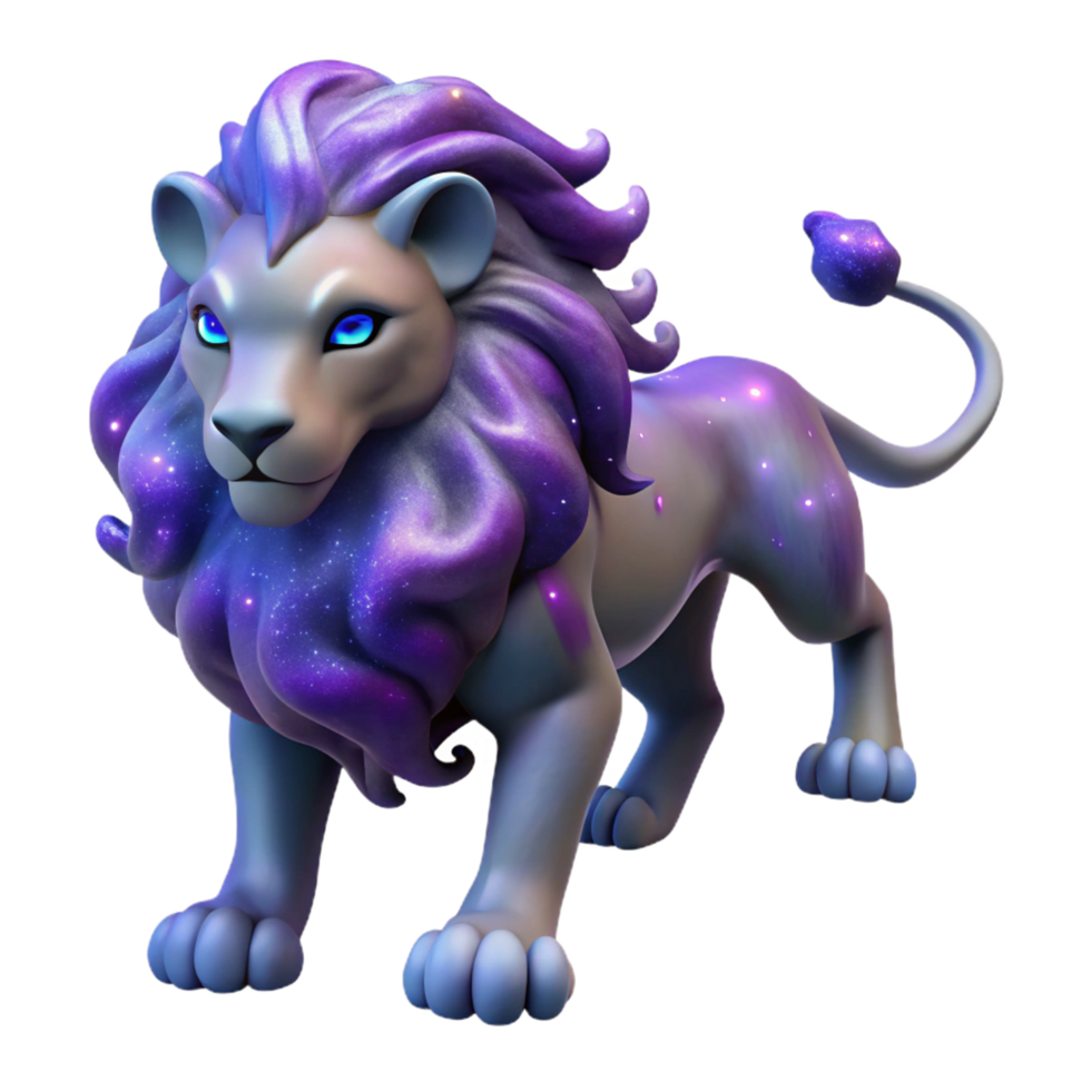 beautiful modern Cosmic Lion 3D Render genuine png