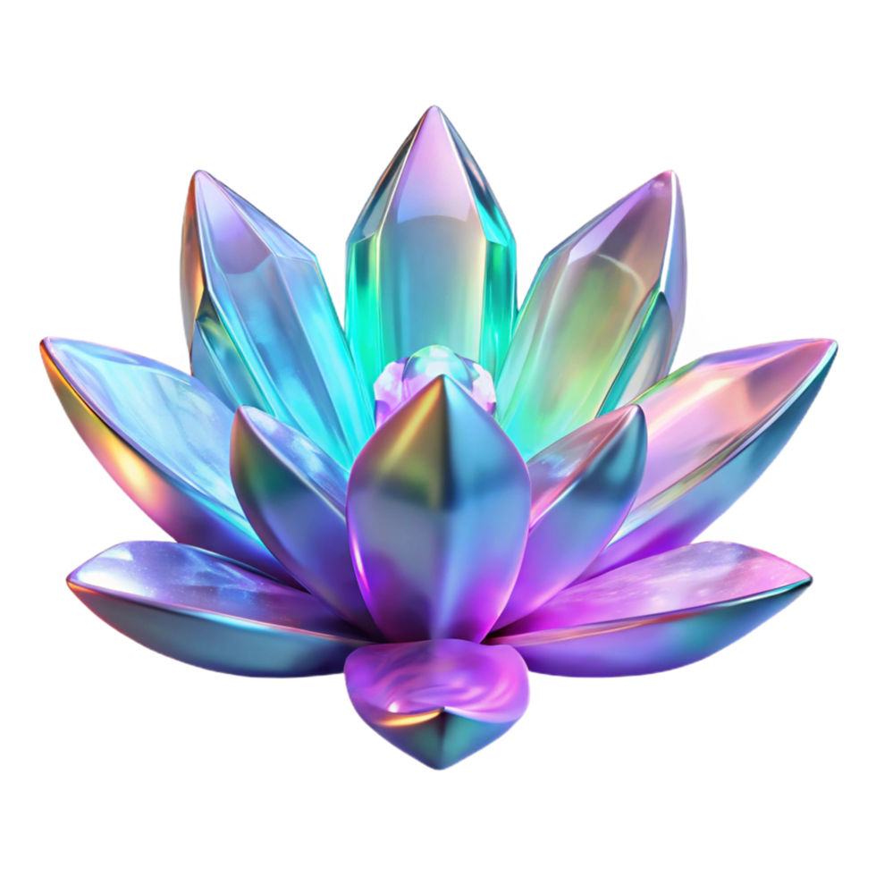 wonderful creative Iridescent Crystal Lotus 3D Render 4K png