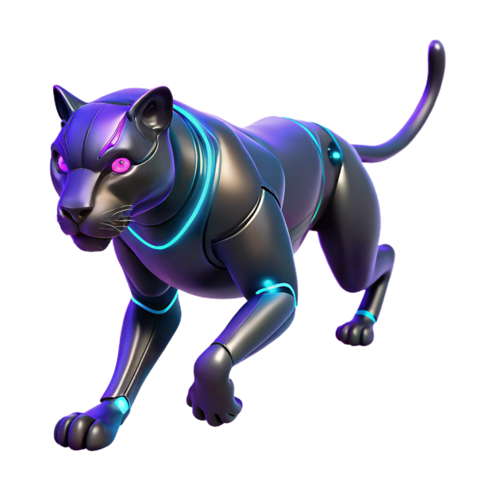 serene traditional Cybernetic Panther 3D Render high quality png