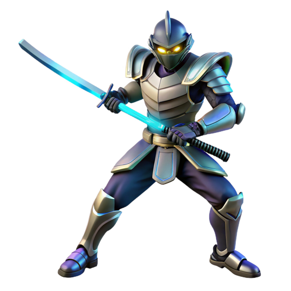vibrant artistic 3D Render Futuristic Samurai Warrior exclusive png