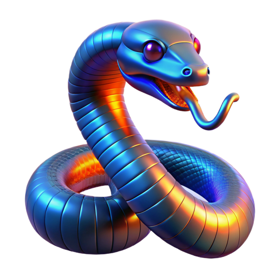 magnificent rustic Metallic Snake 3D Render authentic png