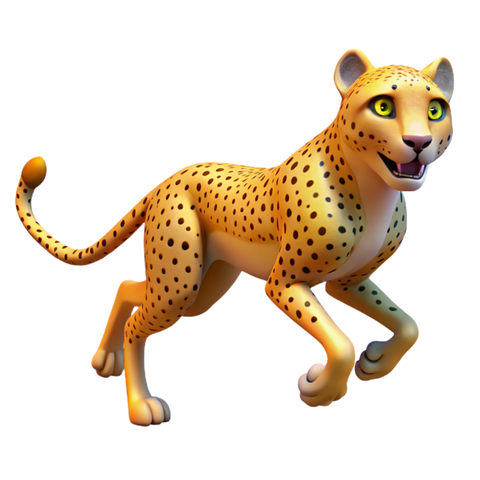 beautiful modern Cute Cheetah 3D Render high resolution png